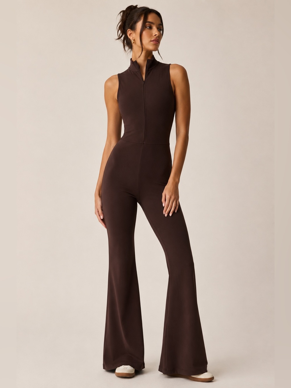Aritzia Wilfred Free Moonrise Jumpsuit XS Brown Flare Mock Neck Y2K 90s Gorpcore